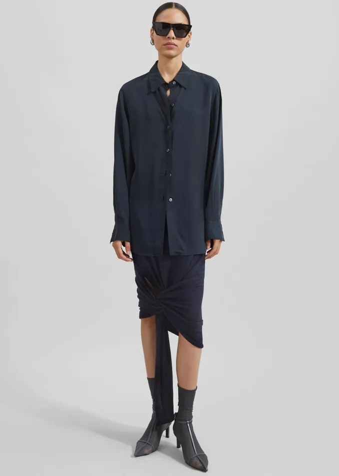 Women Coperni Knotted Bottom Skirt 8211 Blue The Frankie Shop Bottoms