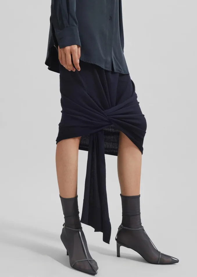 Women Coperni Knotted Bottom Skirt 8211 Blue The Frankie Shop Bottoms