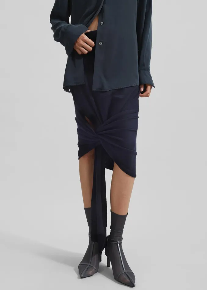 Women Coperni Knotted Bottom Skirt 8211 Blue The Frankie Shop Bottoms