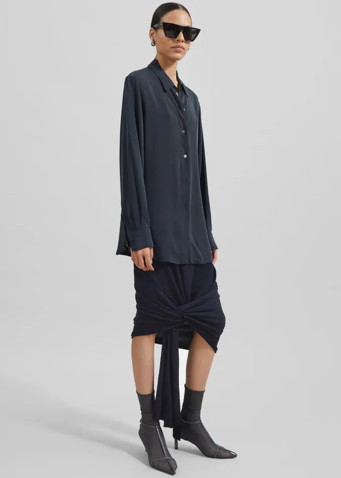 Women Coperni Knotted Bottom Skirt 8211 Blue The Frankie Shop Bottoms
