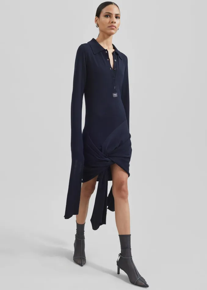 Women Coperni Knotted Sleeved Dress 8211 Blue The Frankie Shop Dresses