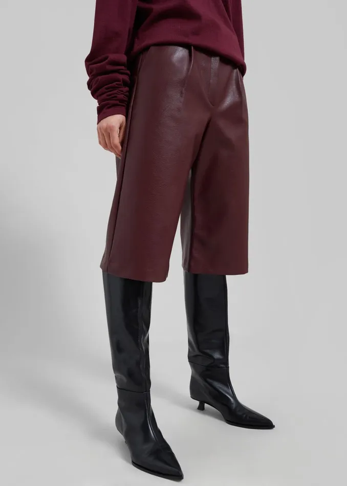 Women Coralie Faux Leather Bermuda Shorts 8211 Burgundy The Frankie Shop Bottoms