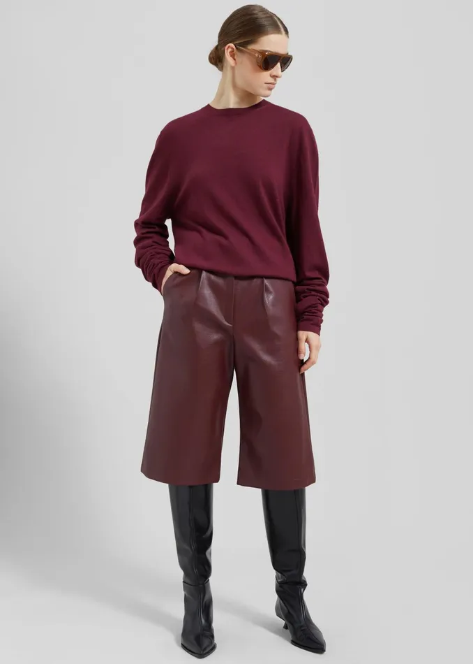 Women Coralie Faux Leather Bermuda Shorts 8211 Burgundy The Frankie Shop Bottoms