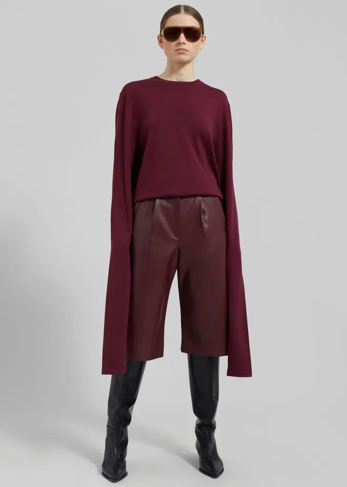 Women Coralie Faux Leather Bermuda Shorts 8211 Burgundy The Frankie Shop Bottoms