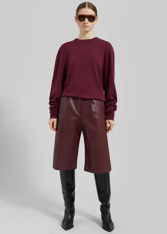 Women Coralie Faux Leather Bermuda Shorts 8211 Burgundy The Frankie Shop Bottoms