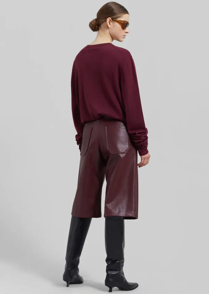 Women Coralie Faux Leather Bermuda Shorts 8211 Burgundy The Frankie Shop Bottoms