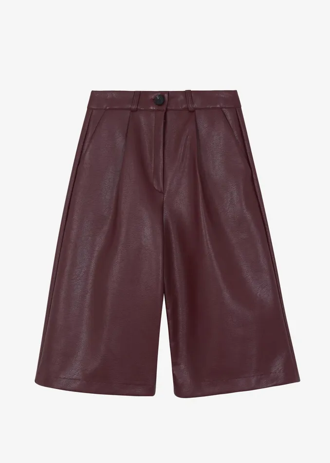 Women Coralie Faux Leather Bermuda Shorts 8211 Burgundy The Frankie Shop Bottoms