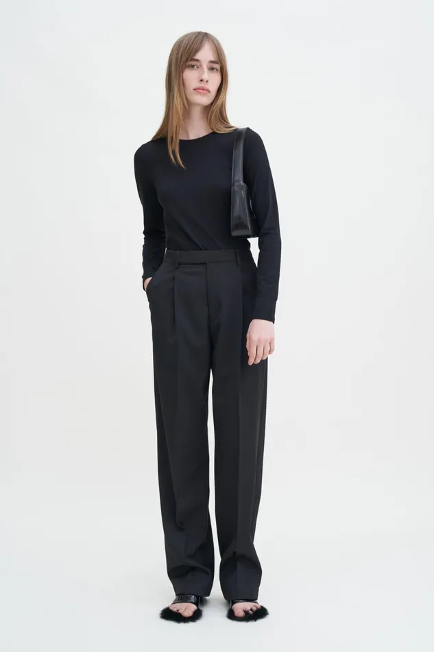 Women Cotton Stretch Long Sleeve Black Filippa K Tops