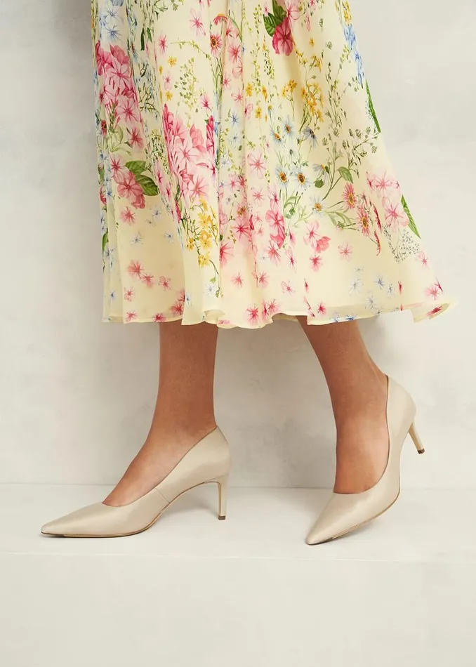 Women Court Shoes Hobbs Leila Wool Silk Court Shoes Oyster