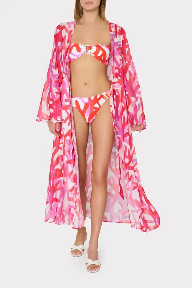 Women CoverUps Milly Vince Under The Sea Chiffon CoverUp Dress Pink Multi