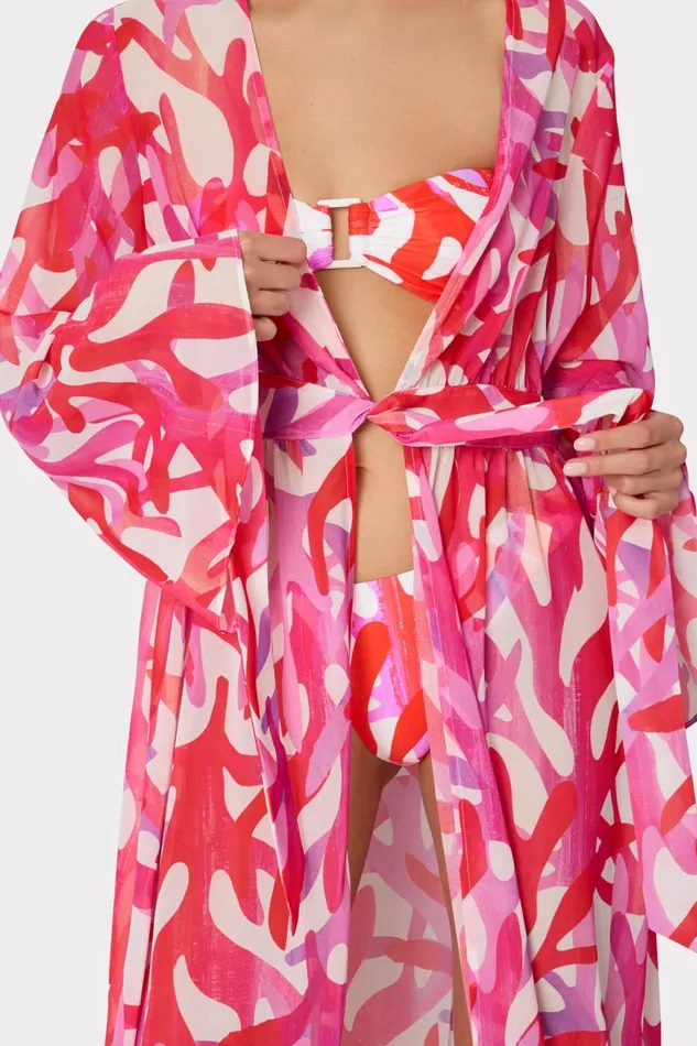 Women CoverUps Milly Vince Under The Sea Chiffon CoverUp Dress Pink Multi