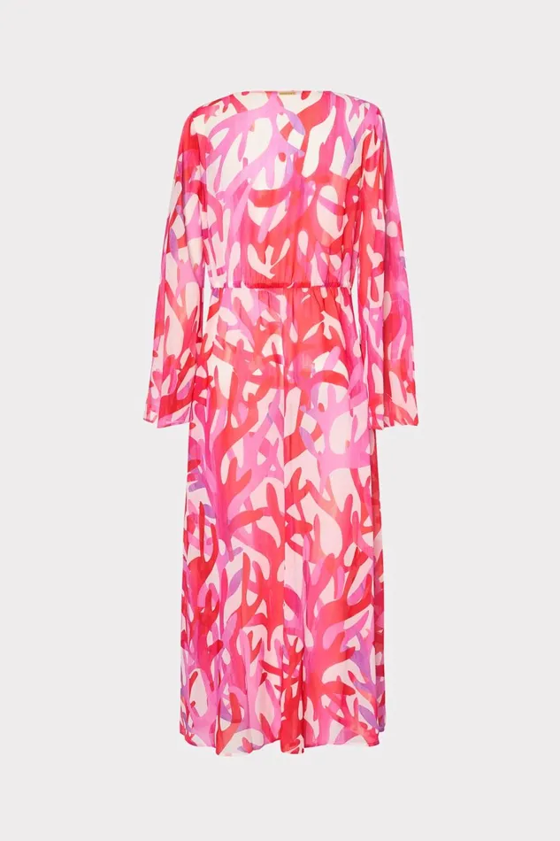 Women CoverUps Milly Vince Under The Sea Chiffon CoverUp Dress Pink Multi