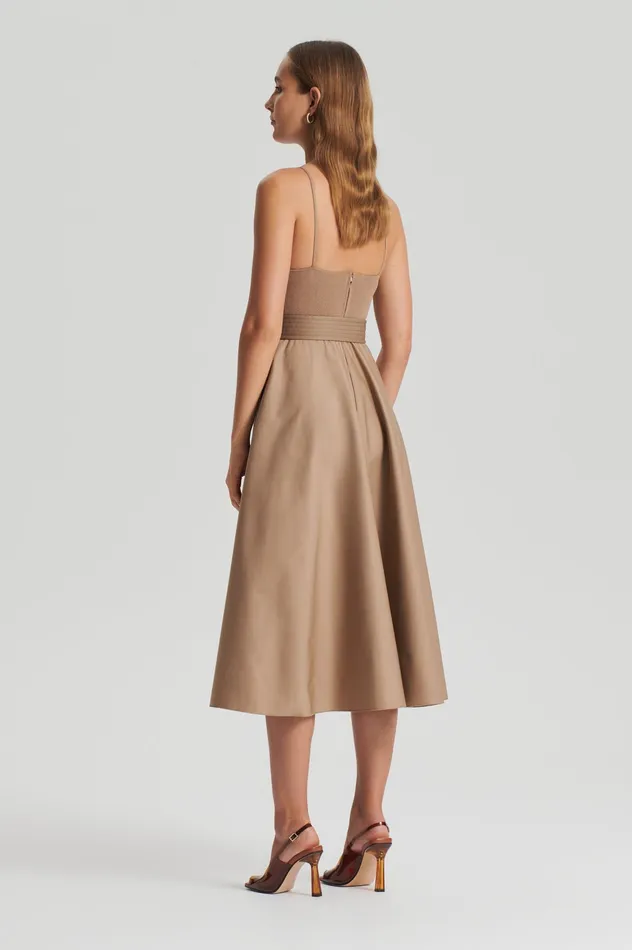 Women CREPE KNIT CAMISOLE COTTON DRESS CAMEL Dresses Scanlan Theodore Women CREPE KNIT CAMISOLE COTTON DRESS CAMEL Dresses Scanlan Theodore