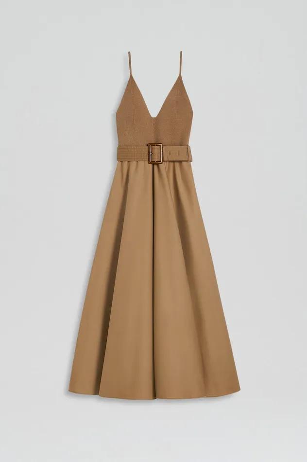 Women CREPE KNIT CAMISOLE COTTON DRESS CAMEL Dresses Scanlan Theodore Women CREPE KNIT CAMISOLE COTTON DRESS CAMEL Dresses Scanlan Theodore