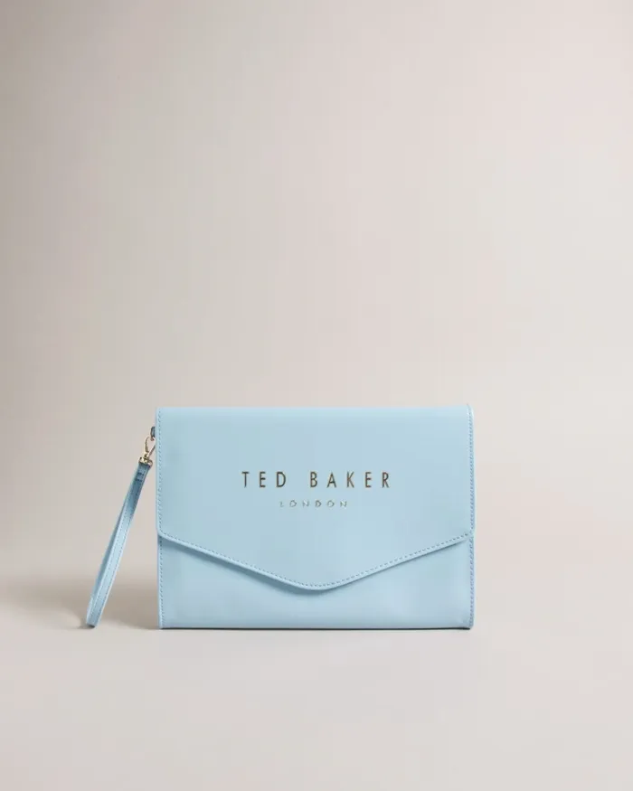 Women CRINKIE 8211 Faux Leather Icon Clutch Bag Light Blue Ted Baker Icon Bags and Signature Bags