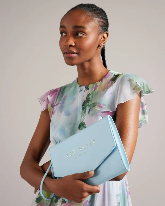 Women CRINKIE 8211 Faux Leather Icon Clutch Bag Light Blue Ted Baker Icon Bags and Signature Bags