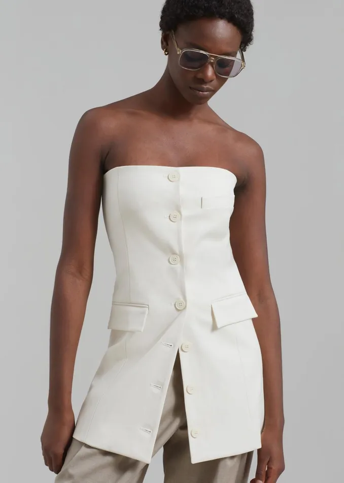Women Cyniah Strapless Vest 8211 Cream The Frankie Shop Tops