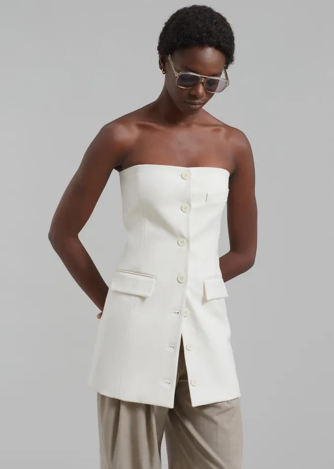 Women Cyniah Strapless Vest 8211 Cream The Frankie Shop Tops