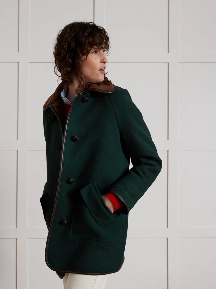 Women Cyrillus Clothing Coat With Trimmed Sherpa Lining Green