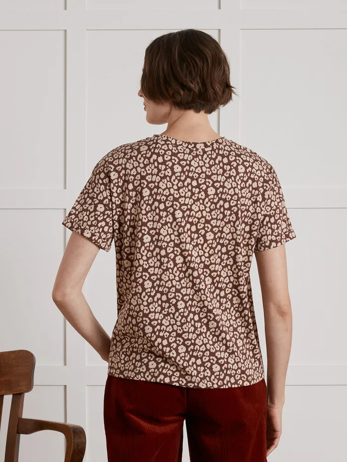Women Cyrillus Clothing Fauve Print TShirt With Round Neckline Imp Fauve