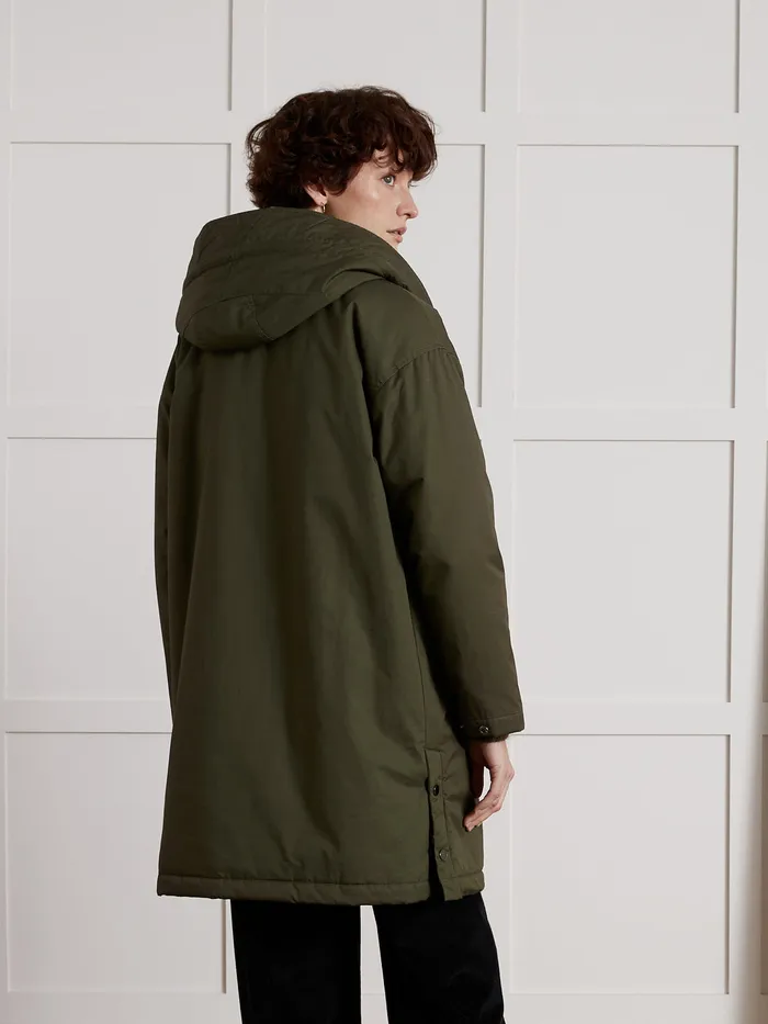 Women Cyrillus Clothing FauxFur Lined Long Parka Kaki