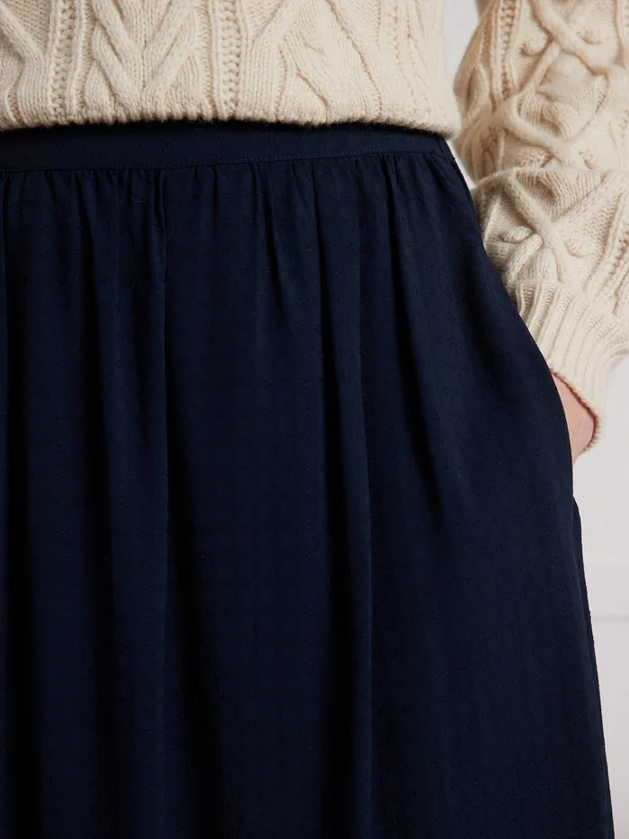 Women Cyrillus Clothing MidLength Viscose Dobby Skirt Encre