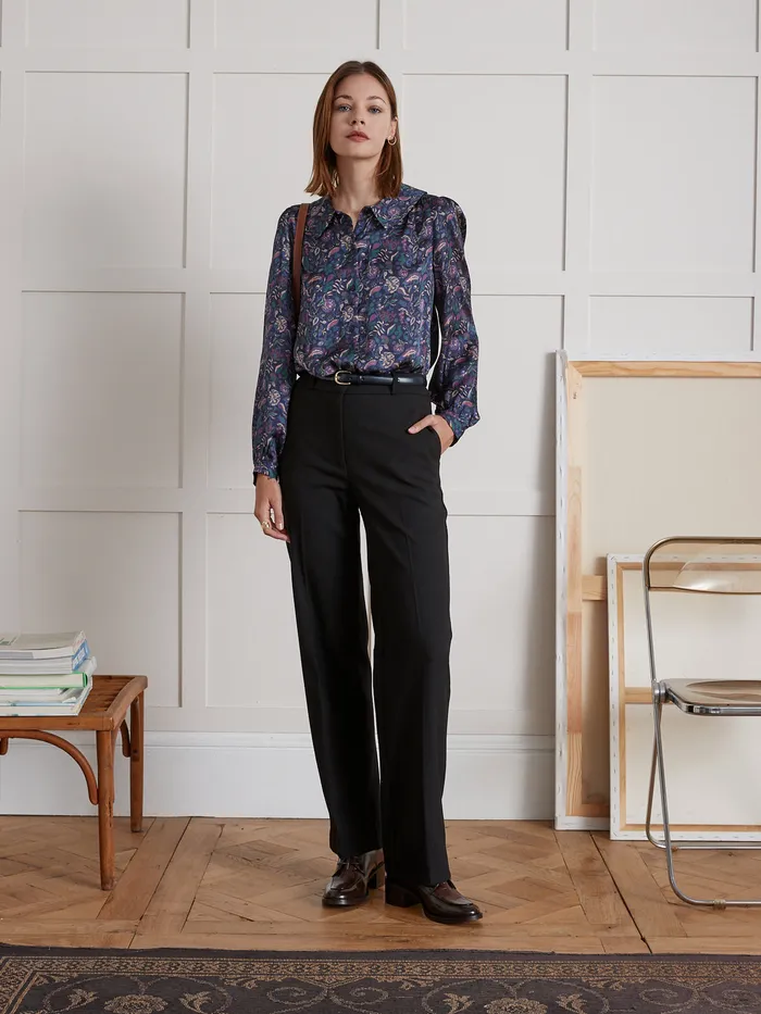 Women Cyrillus Clothing Pablo Piatti Botania Print Shirt With Ruched Collar Imp Botania