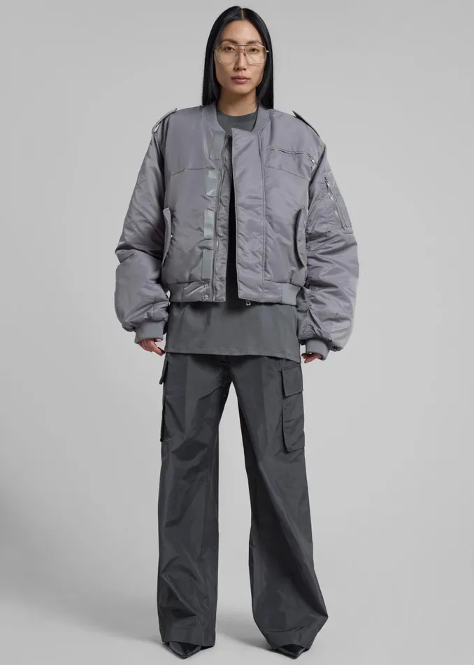 Women Dalva Bomber Jacket 8211 Light Grey The Frankie Shop Outerwear