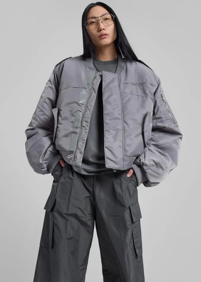 Women Dalva Bomber Jacket 8211 Light Grey The Frankie Shop Outerwear