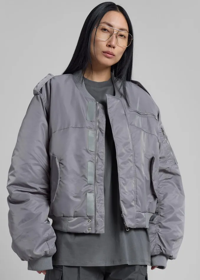 Women Dalva Bomber Jacket 8211 Light Grey The Frankie Shop Outerwear