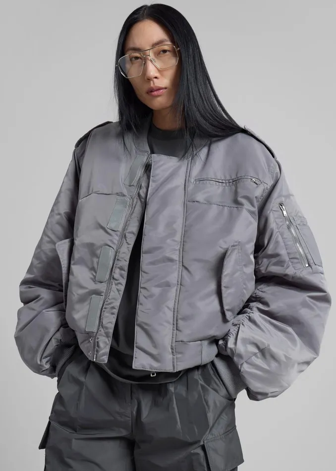 Women Dalva Bomber Jacket 8211 Light Grey The Frankie Shop Outerwear