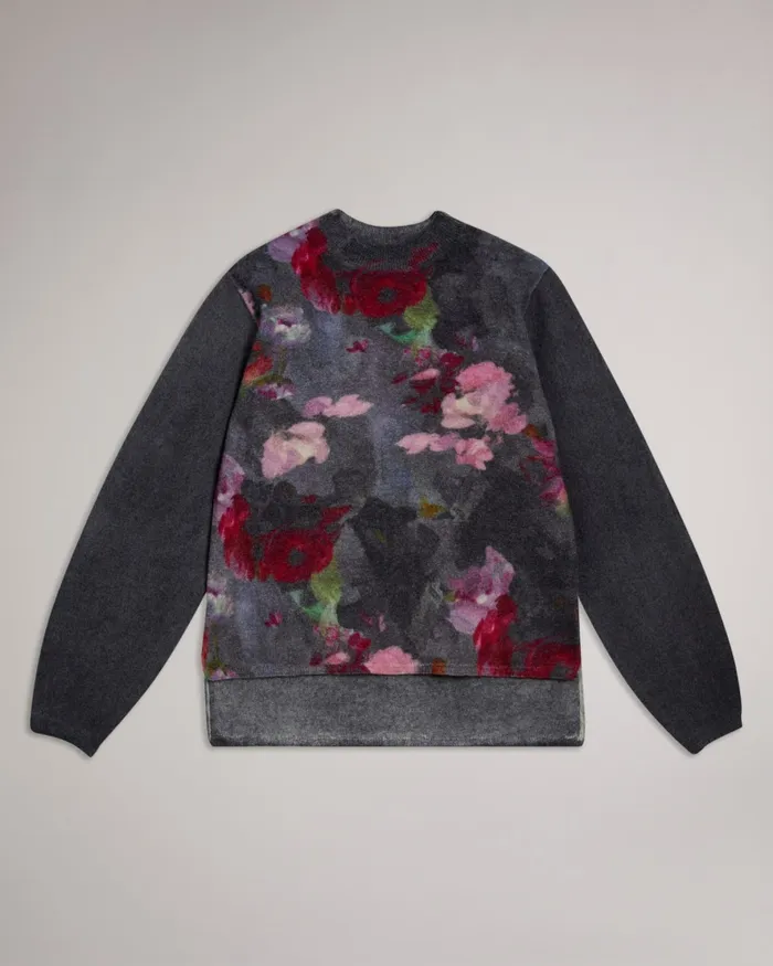 Women DAYSIYY 8211 Floral Knitted Wool Jumper Black Ted Baker Jumpers and Cardigans