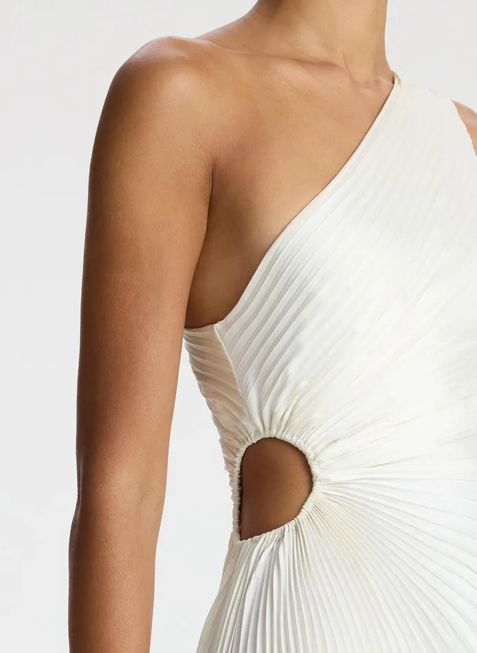 Women Delfina Satin Pleated Dress Whisper White ALC Dresses