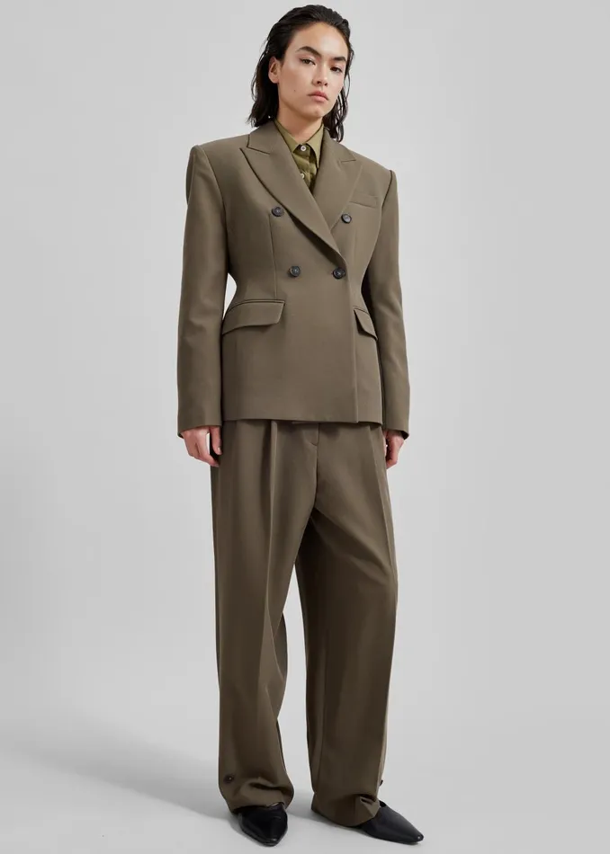 Women Dina Pleated Trousers 8211 Khaki The Frankie Shop Bottoms