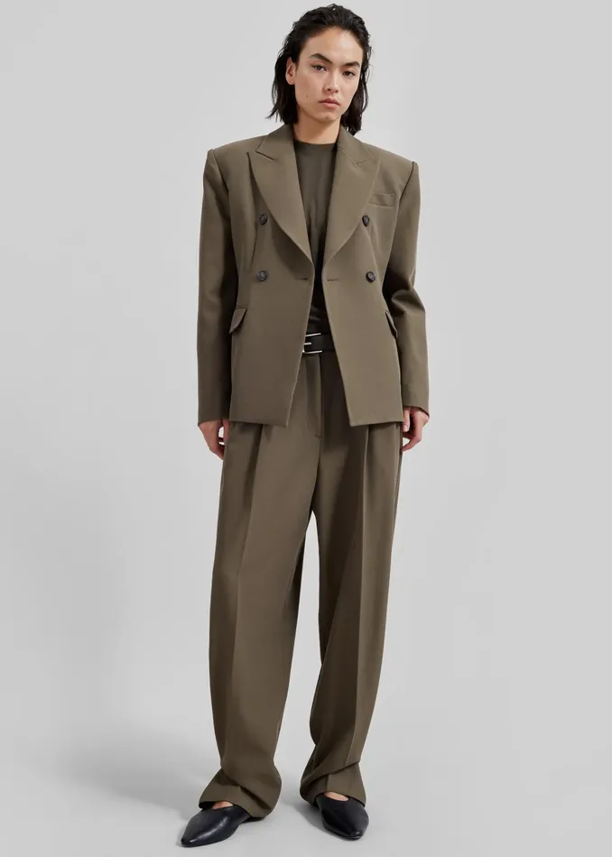 Women Dina Pleated Trousers 8211 Khaki The Frankie Shop Bottoms