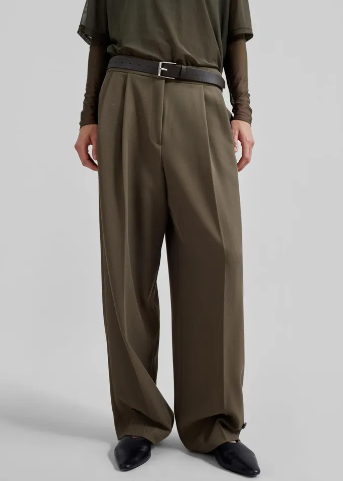 Women Dina Pleated Trousers 8211 Khaki The Frankie Shop Bottoms