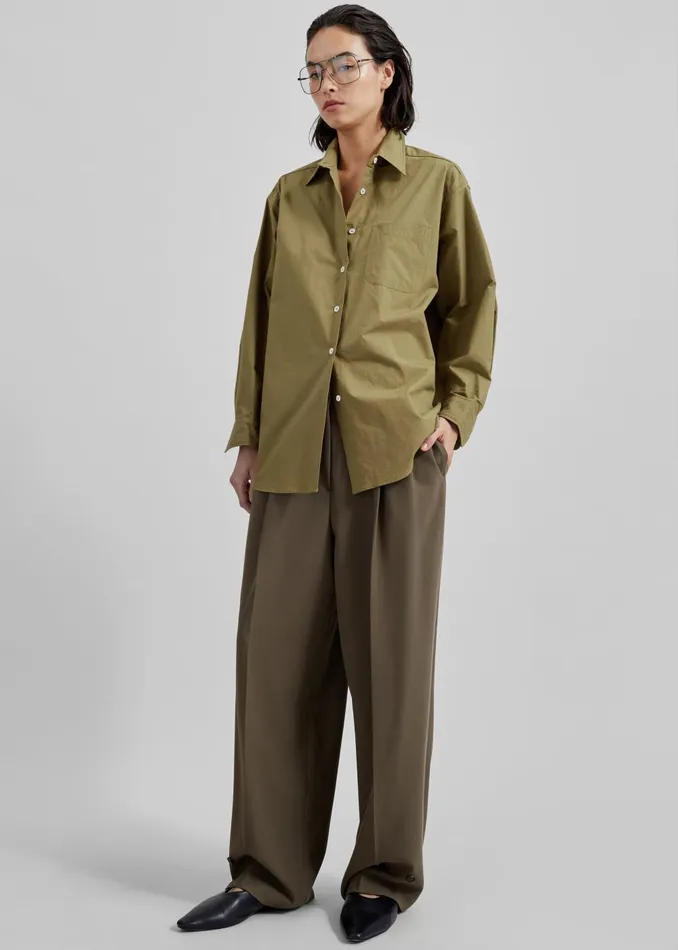 Women Dina Pleated Trousers 8211 Khaki The Frankie Shop Bottoms