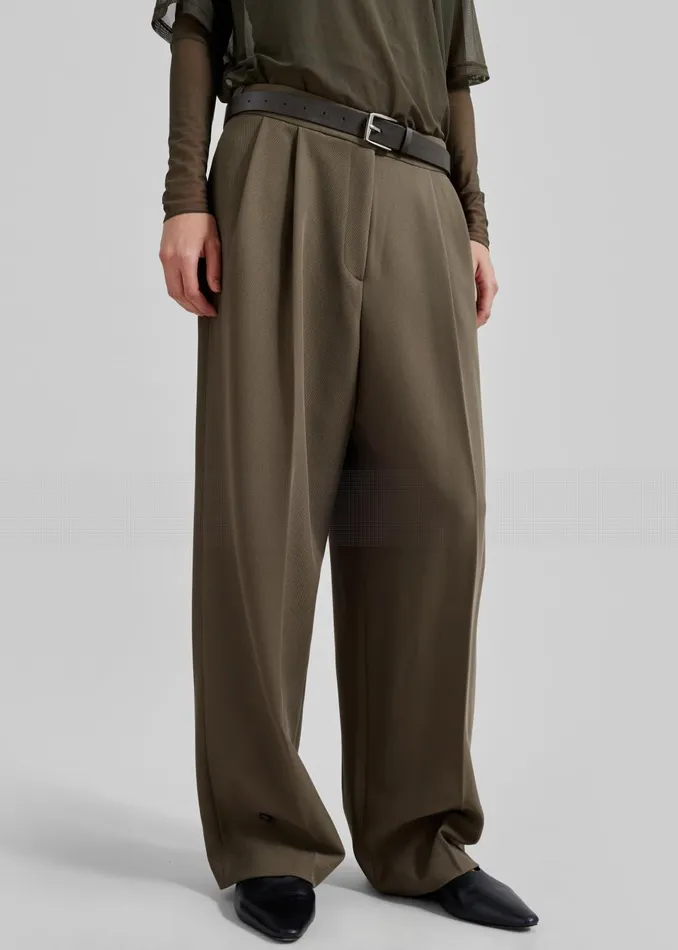 Women Dina Pleated Trousers 8211 Khaki The Frankie Shop Bottoms