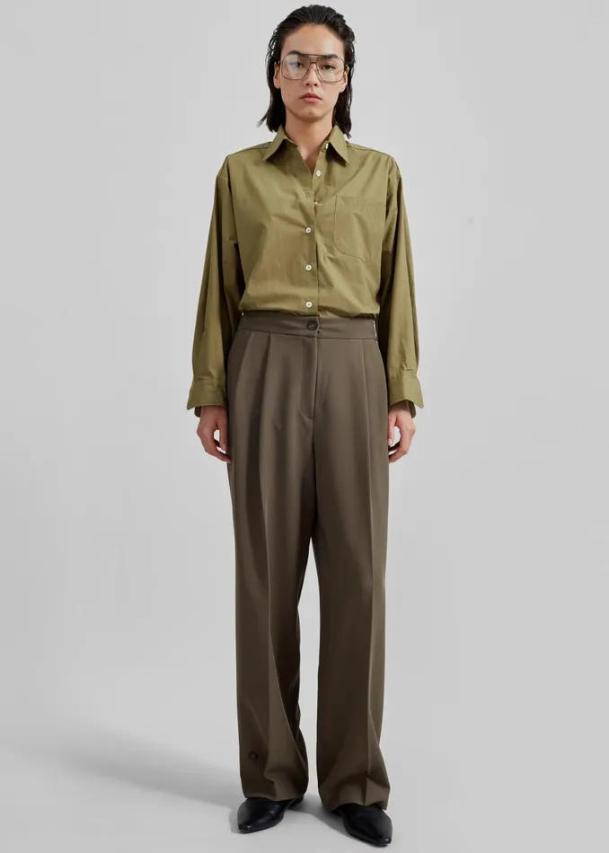 Women Dina Pleated Trousers 8211 Khaki The Frankie Shop Bottoms