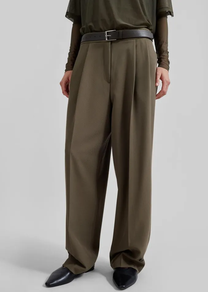 Women Dina Pleated Trousers 8211 Khaki The Frankie Shop Bottoms