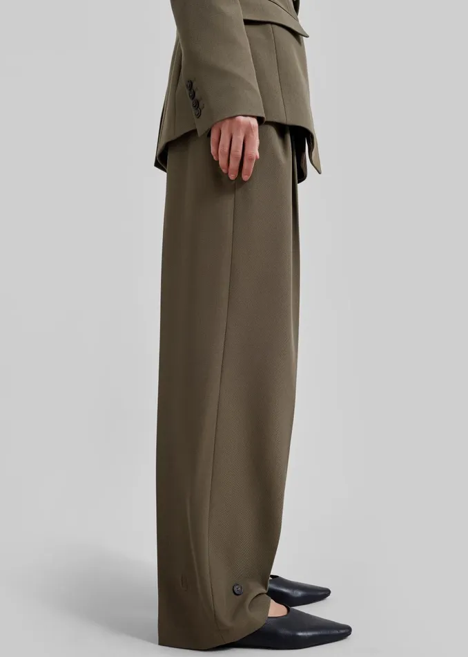 Women Dina Pleated Trousers 8211 Khaki The Frankie Shop Bottoms