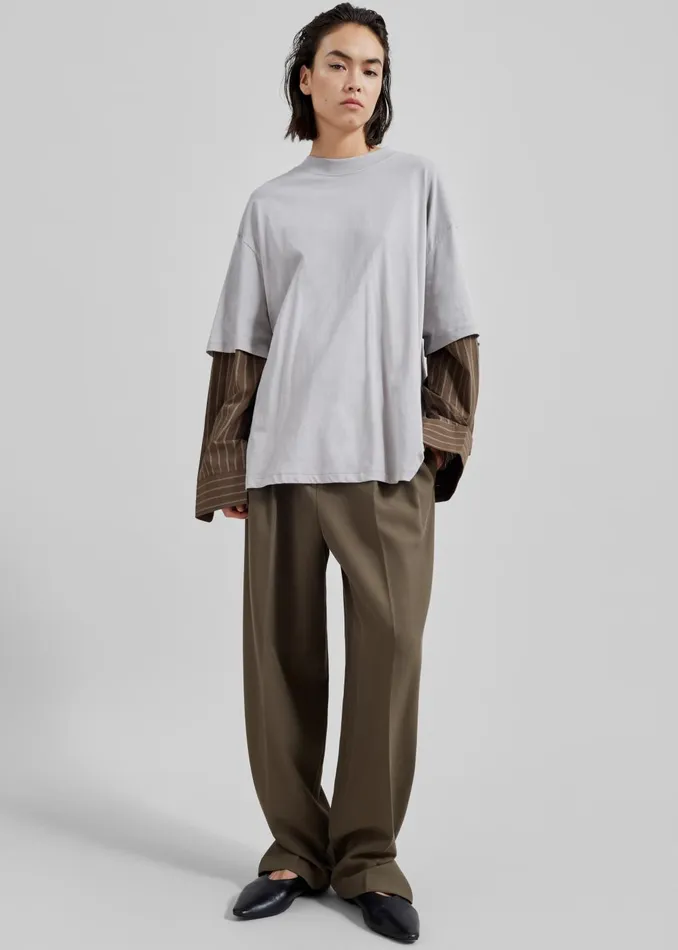 Women Dina Pleated Trousers 8211 Khaki The Frankie Shop Bottoms