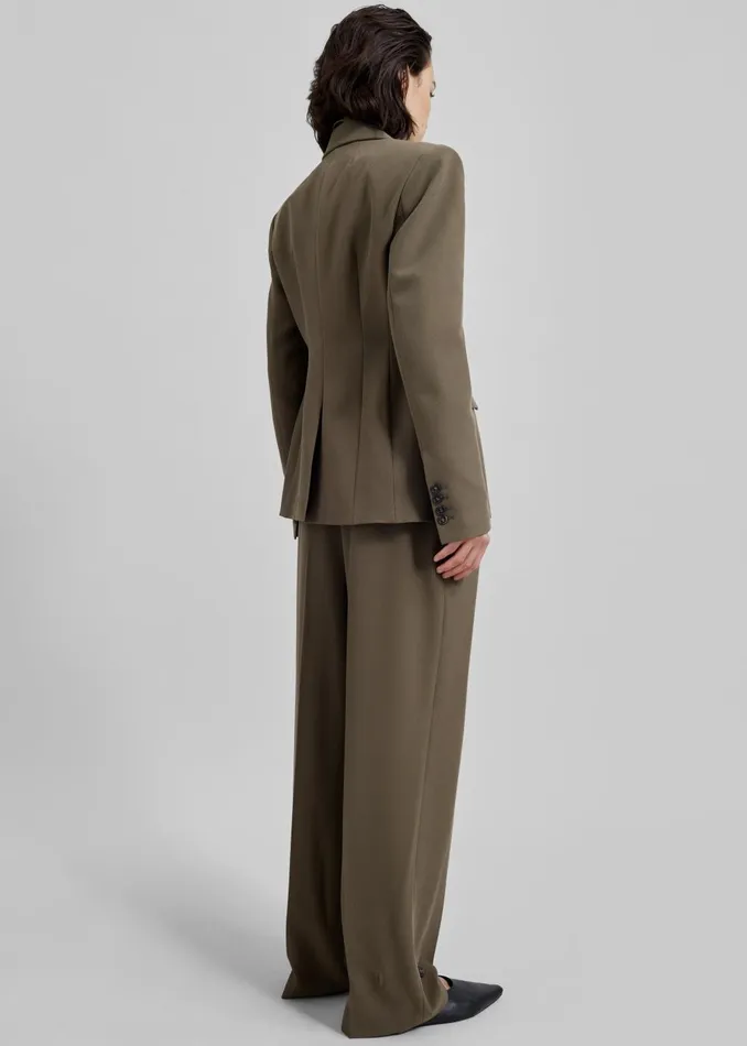 Women Dina Pleated Trousers 8211 Khaki The Frankie Shop Bottoms