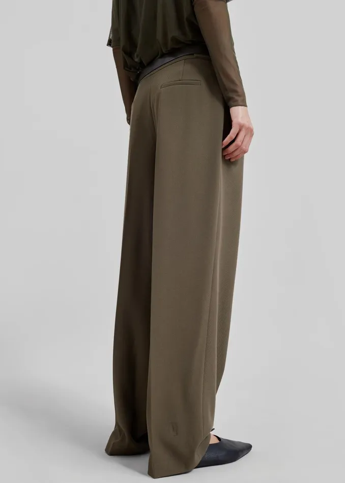 Women Dina Pleated Trousers 8211 Khaki The Frankie Shop Bottoms