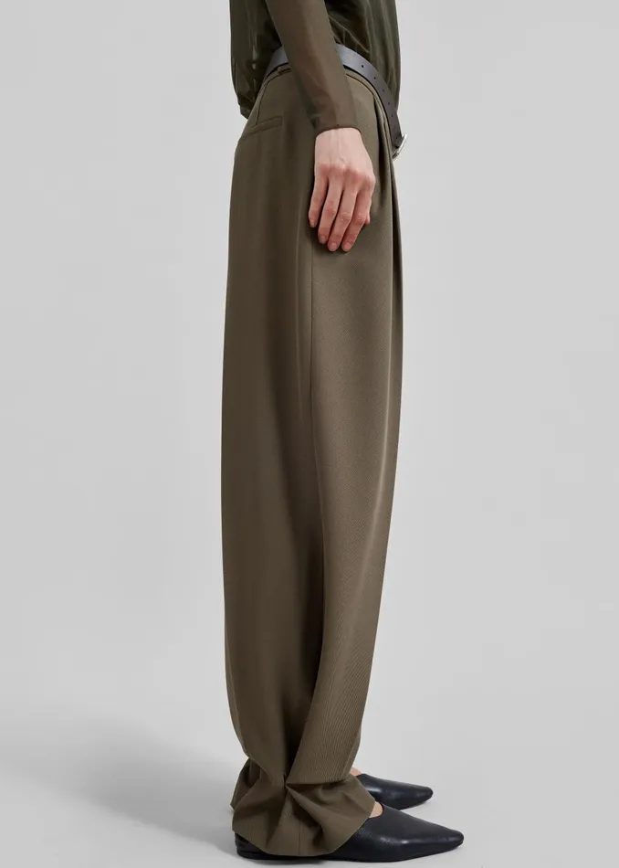 Women Dina Pleated Trousers 8211 Khaki The Frankie Shop Bottoms