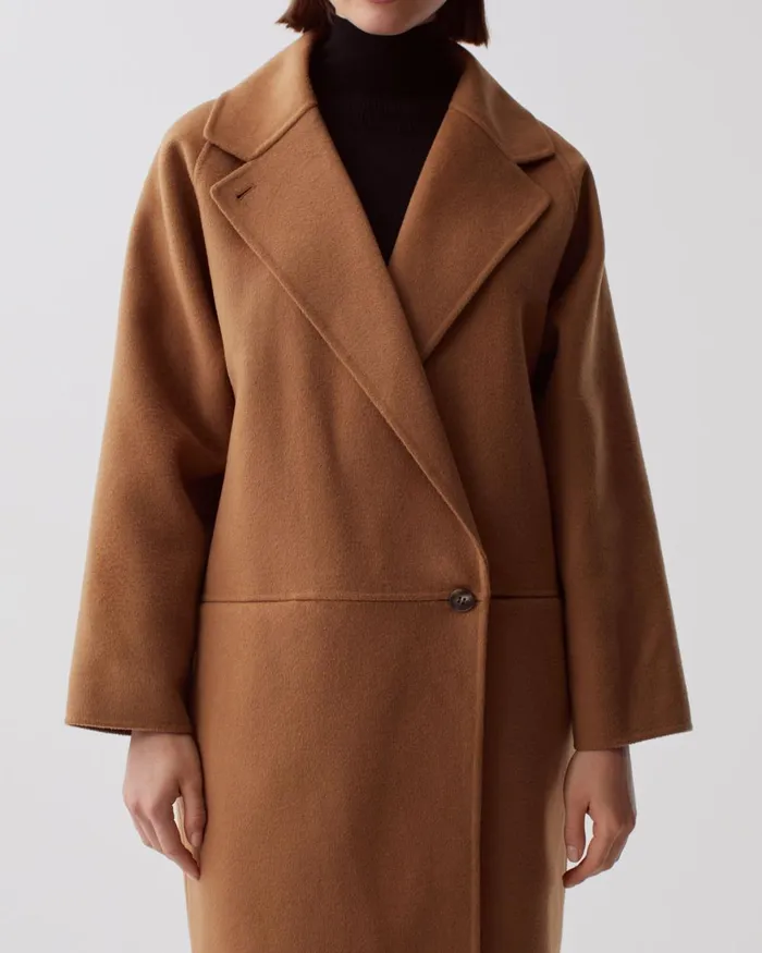 Women DoubleSided Long Coat Toasted Coconut Comptoir Des Cotonniers Coats and Jackets