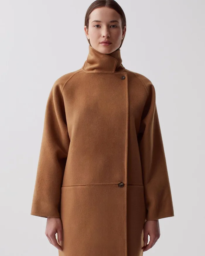 Women DoubleSided Long Coat Toasted Coconut Comptoir Des Cotonniers Coats and Jackets