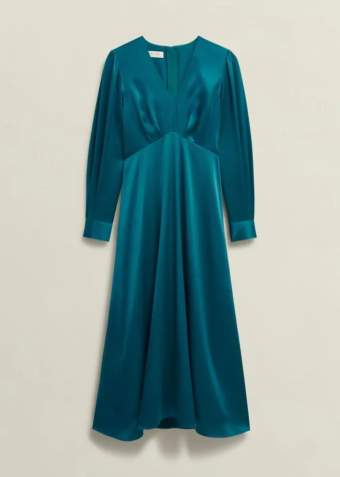 Women Dresses and Jumpsuits Hobbs Anais Satin Midi Dress Kyanite Blue