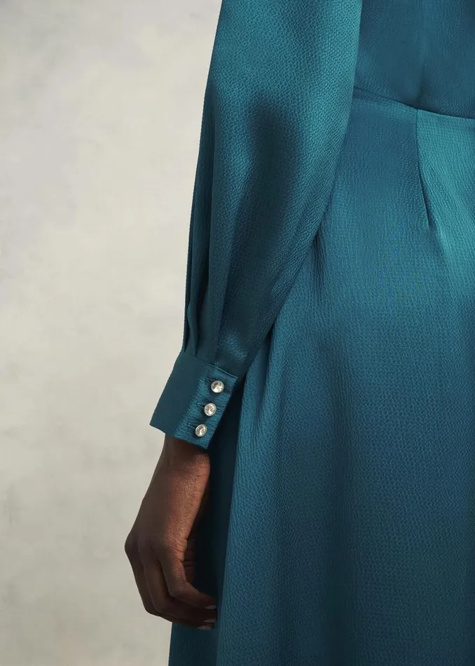 Women Dresses and Jumpsuits Hobbs Anais Satin Midi Dress Kyanite Blue