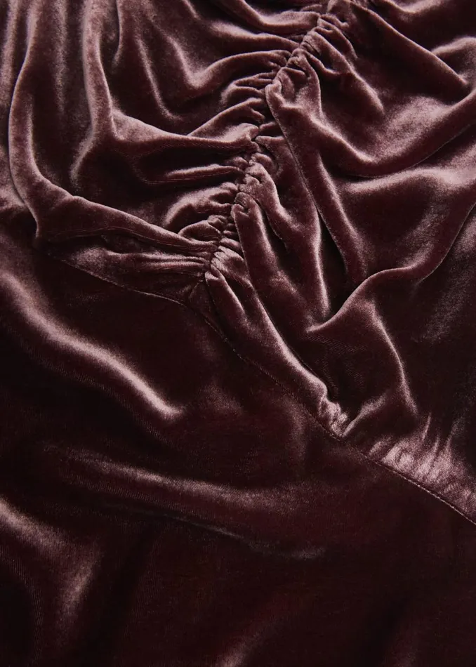 Women Dresses and Jumpsuits Hobbs Isleworth Velvet Dress With Silk Cocoa Brown
